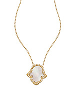 SKU Jewelry CZ and Opal Hamsa Pendant Necklace